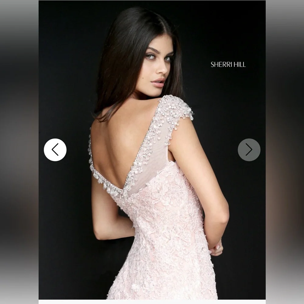 Sherri Hill Blush Lace Mermaid Dress - Picture 5 of 5